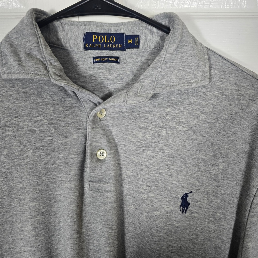 Polo Ralph Lauren Men's Pima Soft Touch Polo Shirt Gray Short Sleeve Size M